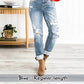 🏆Last Day Promotion 49%OFF -Women's Tummy Control Distressed Cuffed Boyfriend Jeans