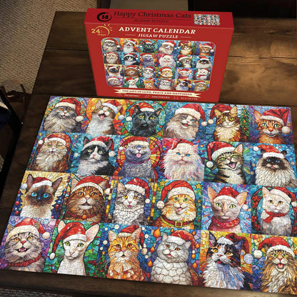 🎅Happy Christmas Cats Advent Calendar Jigsaw Puzzle 1000 Pieces🧩