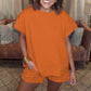 🔥Summer Hot Sale 49% OFF💝✨Women's Solid Textured Casual Short Sleeve Top Drawstring Shorts Set