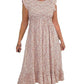 🔥💐SPRING DAY SALE  50% OFF💃Women's Elegant Floral Print High-Waisted Ruffle Cap Sleeve Dress
