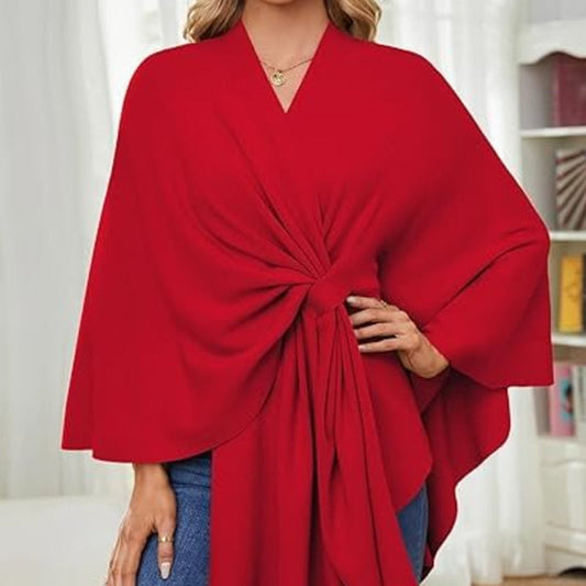 💖 Special Price £15.99🔥Last 3 Hours!!💝Women's Elegant Soft Open Front Poncho Sweater