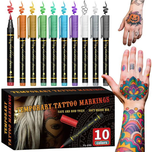 🔥Last Day Sale 49% OFF🎨10-Color Temporary Tattoo Markers Set