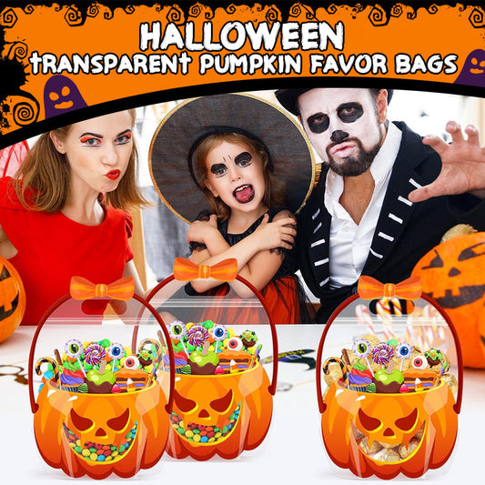 🎃Halloween Bestsellers - ￡8.99!!🍬Halloween Transparent Pumpkin Favor Bags🎁Perfect for Party, Trick-or-Treat, Classroom Gifts