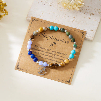 🎅Christmas Gift - Buy 1 Get 1 Free!!✨12 Zodiac Stone Beaded Bracelet with Astrological Sign Charm