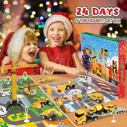 🎄Christmas Pre Sale 50%OFF🎁🚗Kids Advent Calendar for Boys: Alloy Construction Engineering Vehicle Toy Sets