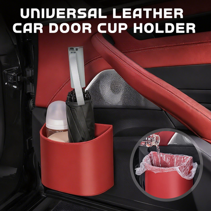 🥳2026 HOT SALE🥳💞50K+ SOLD!🚗🧺Leather Car Door Cup Holder – Wide‑mouth opening, easy reach for drinks & phone. Clip‑on secure fit. PU leather, tough & stylish. 🛡️✨