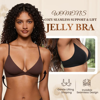🔥⏳LAST WEEK SALE -ONLY £6.99!💞💐Women's Wire‑Free Jelly Support Triangle Bralette‑Seamless Soft Padded Wireless Bra, Gentle Lifting Shaping Invisible Everyday Underwear