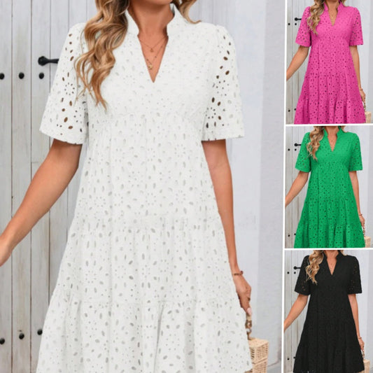 🔥LAST DAY SALE 50%OFF🌸✨Women's V-Neck A-Line Cutout Printed Dress