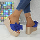 💗LAST WEEK- ONLY￡14.99!!⚡50K+ SOLD🎀Women's Bow Thick Sole Wedge Slippers