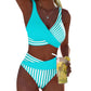 🏖️Summer Hot Sale - ONLY ￡14.99!!⚡50K+ SOLD!🌞🌊Two-Piece Color Block & Stripe Bikini Swimsuit