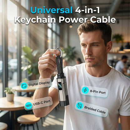 💥Limited Time 49% OFF🔥⚡4-in-1 Charging Cable with Digital Display & Keychain – Fast-Charging, Kink-Resistant & Compact