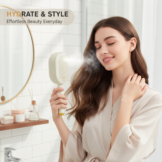 💖LAST DAY SALE ONLY ￡14.99!!💖ProGlide™🇬🇧 Scalp Massager Comb💆‍♀️ – Self-Cleaning 🧼, Tangle-Free ✂️ & Frizz-Control Hair Brush with Soothing Mist Spray 💨✨ | Perfect for Dry, Brittle Hair 💧🌟