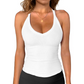 🏖️Limited Time Sale - ONLY ￡7.99!!🌞Danysu Women’s Cotton Racerback Cami – Fitted Vest Top with Soft Built-In Support 🌿  V-Neck • Sleeveless • Lightweight Summer Essential ☕
