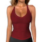 🏖️Limited Time Sale - ONLY ￡7.99!!🌞Danysu Women’s Cotton Racerback Cami – Fitted Vest Top with Soft Built-In Support 🌿  V-Neck • Sleeveless • Lightweight Summer Essential ☕