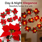 🎅Christmas Hot Sale - ONLY ￡10.99!!🎄✨Light-Up Poinsettia Christmas Garland – 🍁Warm Festive Glow Without a Wall Socket