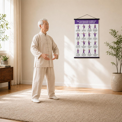 🔥LAST DAY SALE £8.99!!⚡50K+ SOLD!🪑Chair Tai Chi Workout Poster for Seniors – 16 Seated Exercises for Balance & Flexibility