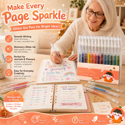 ⌛LAST DAY - ONLY ￡6.99!!✨50K+ SOLD!🎁Retractable Glitter Gel Pen Set for Journaling & Drawing