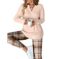 ⏳LAST DAY SALE ONLY ￡24.99!!🔥 2 Pieces, Zero Matching Stress🎀☁ Women's Knit Top & Plaid Leggings Set