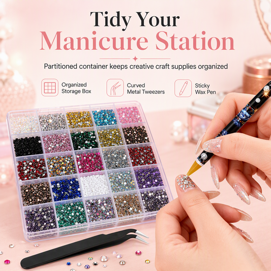 💖LAST DAY SALE 70% OFF!!🎁24-Grid Nail Art Rhinestone Set