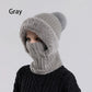 🎉This Week's Special Sales - ￡12.99✨Women 3-in-1 Knitted Balaclava Hat, Fleece Lined Warm Hood Beanie with Scarf & Face Mask, Pom Pom Winter Hat for Outdoor Skiing🧣