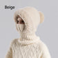 🎉This Week's Special Sales - ￡12.99✨Women 3-in-1 Knitted Balaclava Hat, Fleece Lined Warm Hood Beanie with Scarf & Face Mask, Pom Pom Winter Hat for Outdoor Skiing🧣
