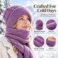 🔥LAST DAY SALE £6.99!!💞✨ Winter’s Sweet Little Luxury | Clever All-in-One Knit Hat & Scarf Set 🤍❄️ Soft twisted knit, keeps head and neck cosy without bulky layers🧣