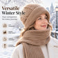 🔥LAST DAY SALE £6.99!!💞✨ Winter’s Sweet Little Luxury | Clever All-in-One Knit Hat & Scarf Set 🤍❄️ Soft twisted knit, keeps head and neck cosy without bulky layers🧣