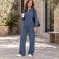 🔥Black Friday Sale -Up to 50% OFF!🍂Women's Long Sleeve Half-Zip Top & Wide-Leg Pants Set