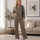 🔥Black Friday Sale -Up to 50% OFF!🍂Women's Long Sleeve Half-Zip Top & Wide-Leg Pants Set