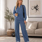 🔥Black Friday Sale -Up to 50% OFF!🍂Women's Long Sleeve Half-Zip Top & Wide-Leg Pants Set
