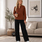 🔥Black Friday Sale -Up to 50% OFF!🍂Women's Long Sleeve Half-Zip Top & Wide-Leg Pants Set